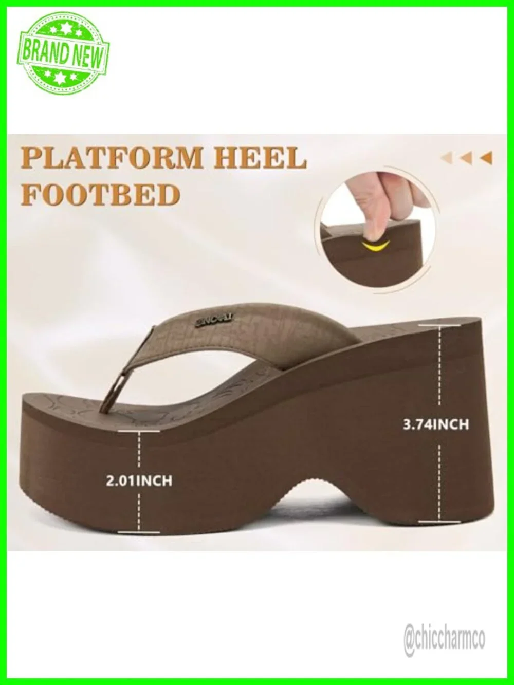 Platform Wedge Sandals with Arch Support PU Leather Upper Non-Slip Rubber Soles